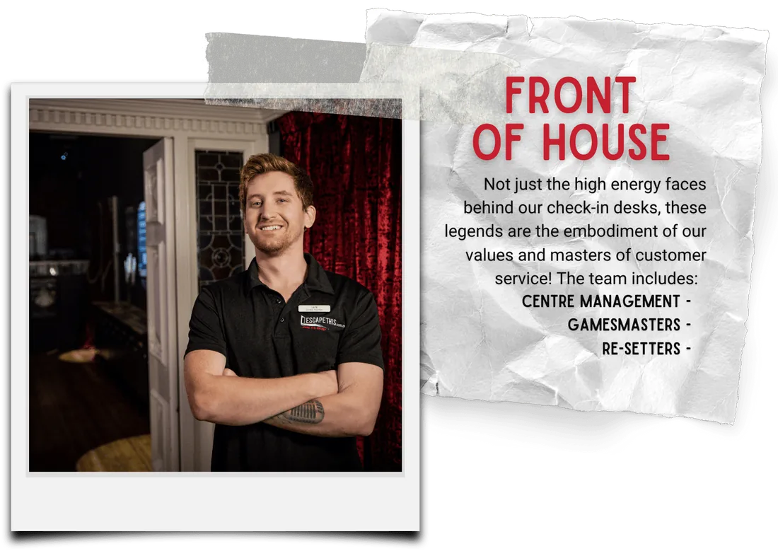 Escape This careers: escape rooms front of house team